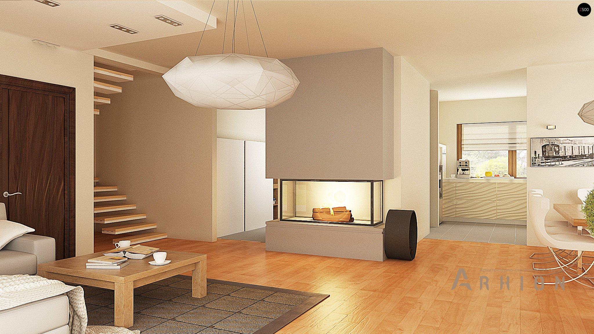 6. Проект одноэтажного дома в современном стиле с четырехскатной, Z270 A, площадью - 239 кв c мансардой, терассой, балконом, гаражом